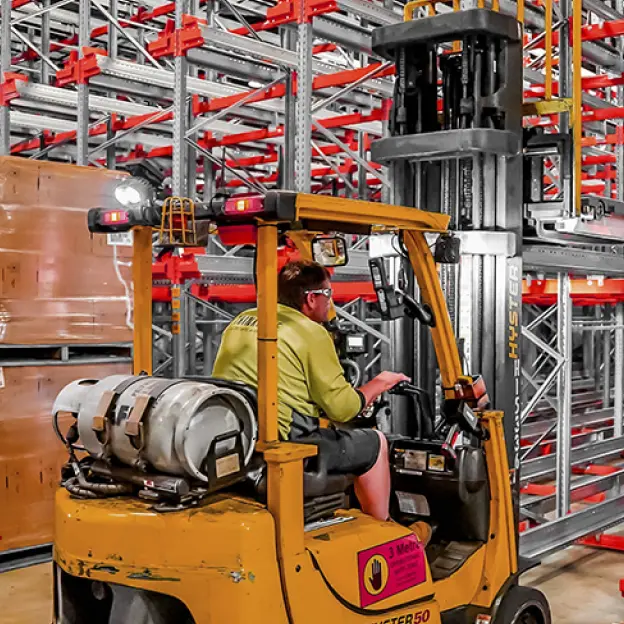 Drive-in pallet racking layout designed for high-volume, last-in-first-out storage